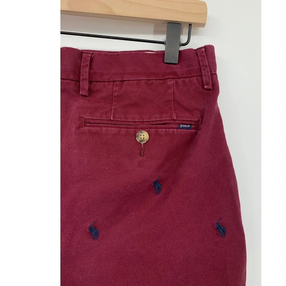 Polo Ralph Lauren Shorts Mens 29 Burgundy All Over Pony Stretch Classic Chino